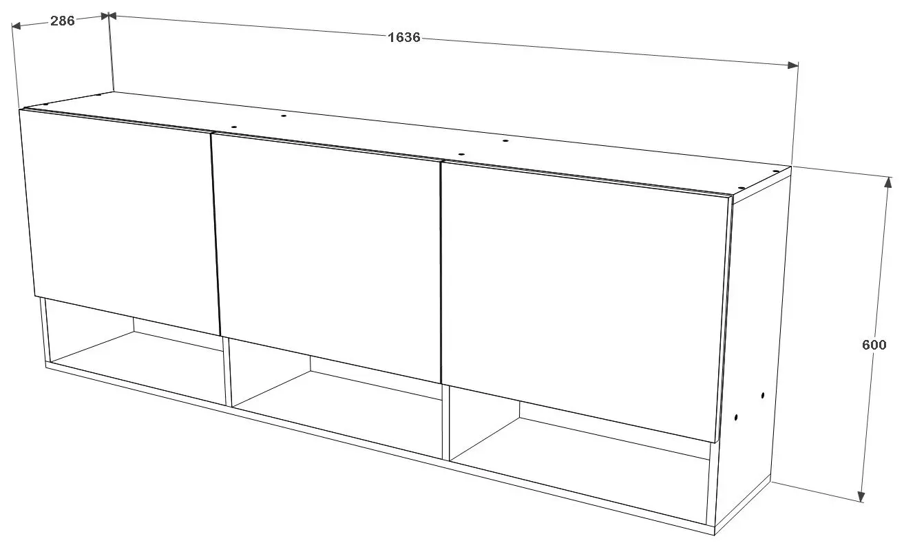 Dulap suspendat Haaus Malmo 3D 164x60 cm (Anthracite/White Oak)