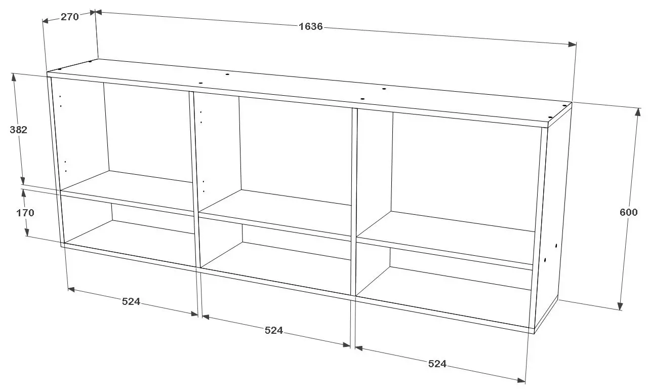 Dulap suspendat Haaus Malmo 3D 164x60 cm (Anthracite/White Oak)