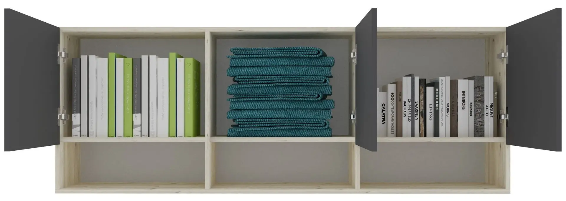 Dulap suspendat Haaus Malmo 3D 164x60 cm (Anthracite/White Oak)