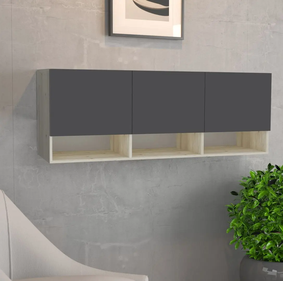 Dulap suspendat Haaus Malmo 3D 164x60 cm (Anthracite/White Oak)