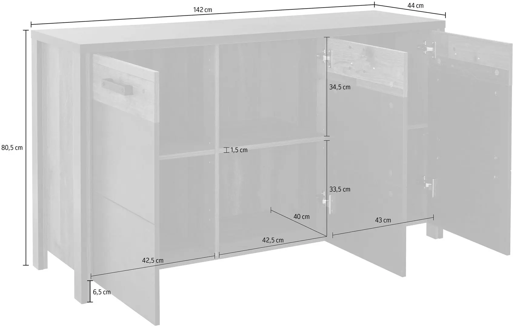 Тумба Helvetia Buffalo 24RMKA43 3D (Дуб Роялис/Матера Антрацит) - 2