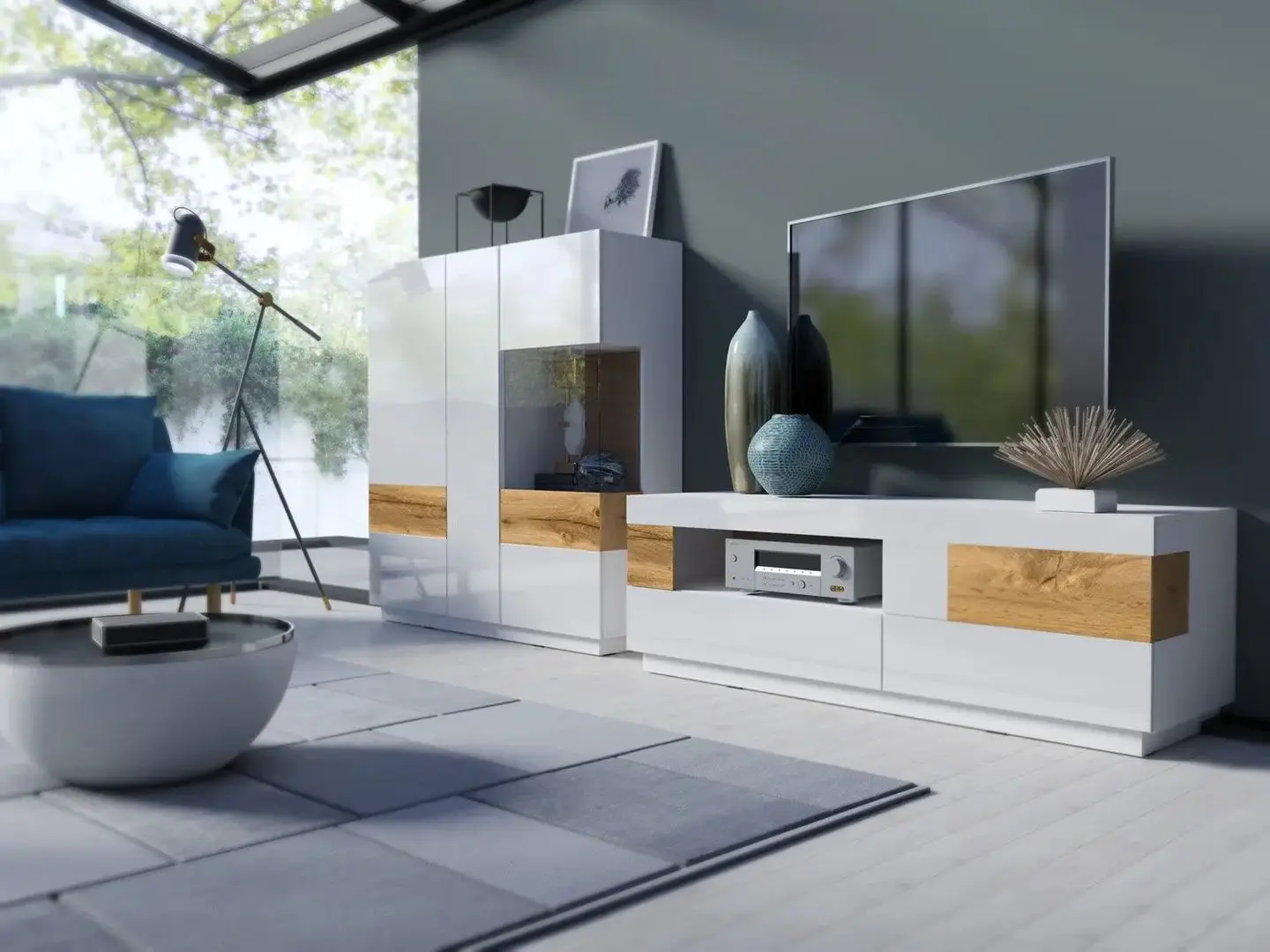 Tumba Helvetia Silke №46 3D (White/White Gloss/Wotan Oak)