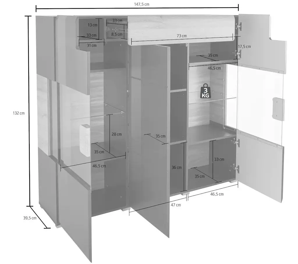 Tumba Helvetia Toledo №46 3D1S (White Gloss/Sanremo Oak Light)