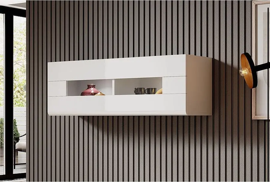 Dulap suspendat Helvetia Toledo №08 (White/White Gloss)