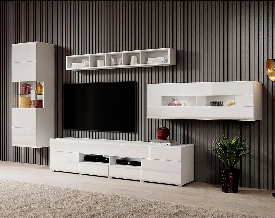 Dulap suspendat Helvetia Toledo №08 (White/White Gloss)