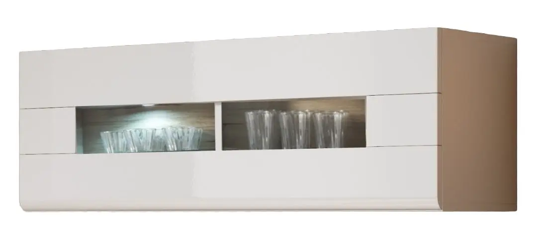Dulap suspendat Helvetia Toledo №08 (White/White Gloss/San-Remo Oak)