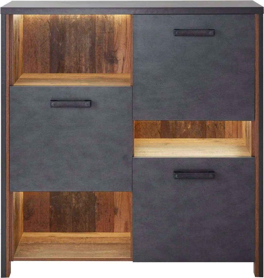 Тумба Helvetia Buffalo 241UKA45 3D (Матера Антрацит/Старая Доска) - 2