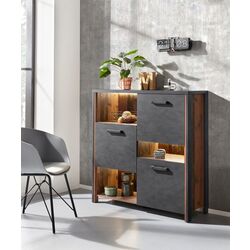 Тумба Helvetia Buffalo 241UKA45 3D (Матера Антрацит/Старая Доска) Thumb