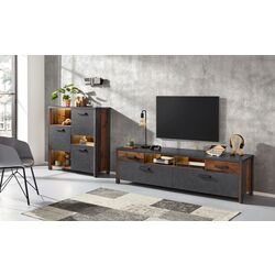 Тумба Helvetia Buffalo 241UKA45 3D (Матера Антрацит/Старая Доска) Thumb