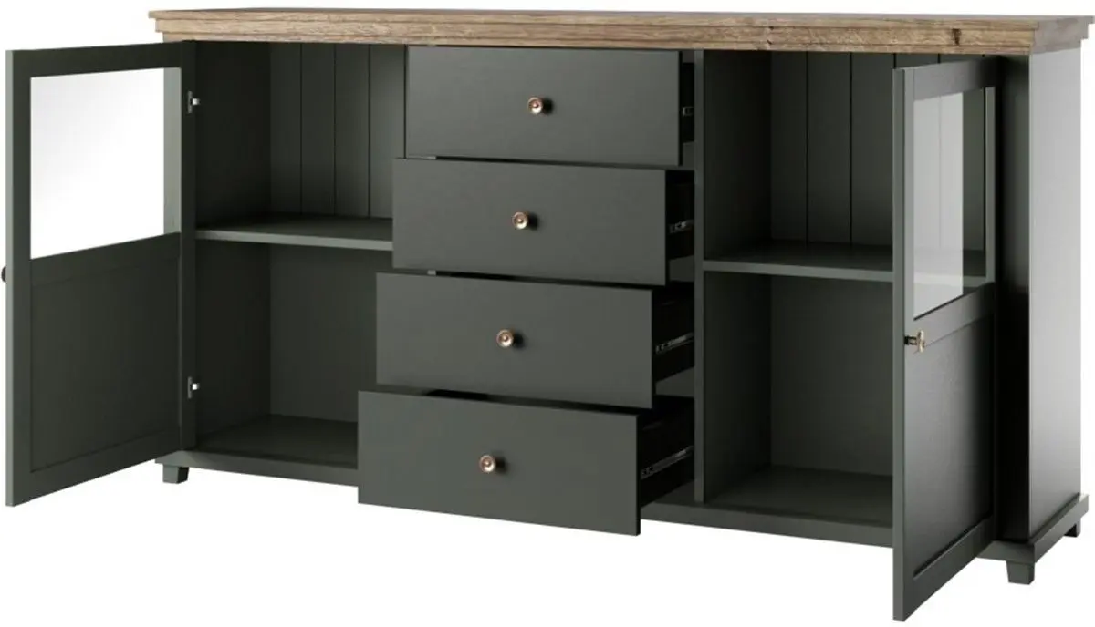 Тумба Helvetia Evora №25 2D4S (Green/Lefkas Oak)