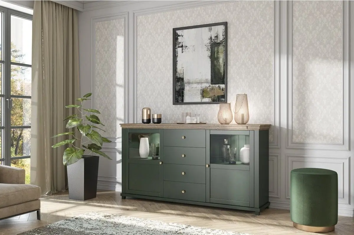 Тумба Helvetia Evora №25 2D4S (Green/Lefkas Oak)