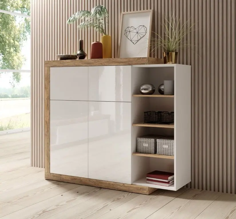 Тумба Helvetia Sintra 2D2KL (Samdal Oak/White Gloss)
