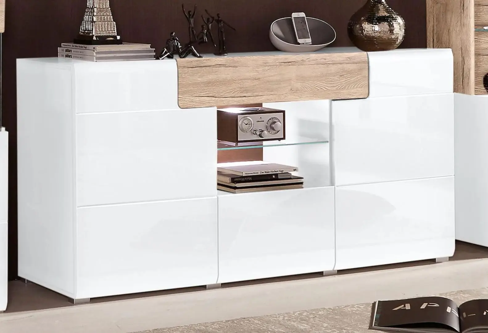Tumba Helvetia Toledo №26 3D1S (White Gloss/Sanremo Oak Light)