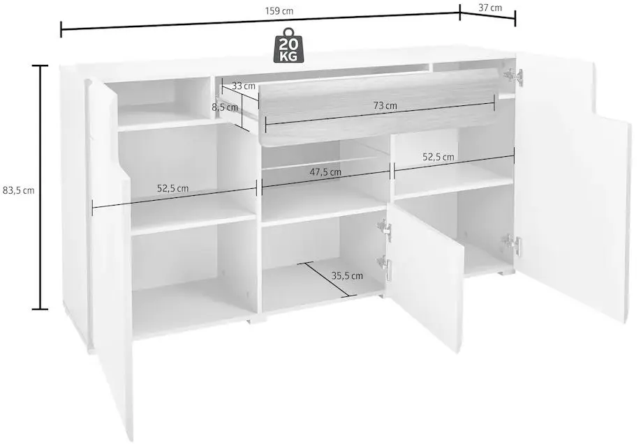 Tumba Helvetia Toledo №26 3D1S (White Gloss/Sanremo Oak Light)