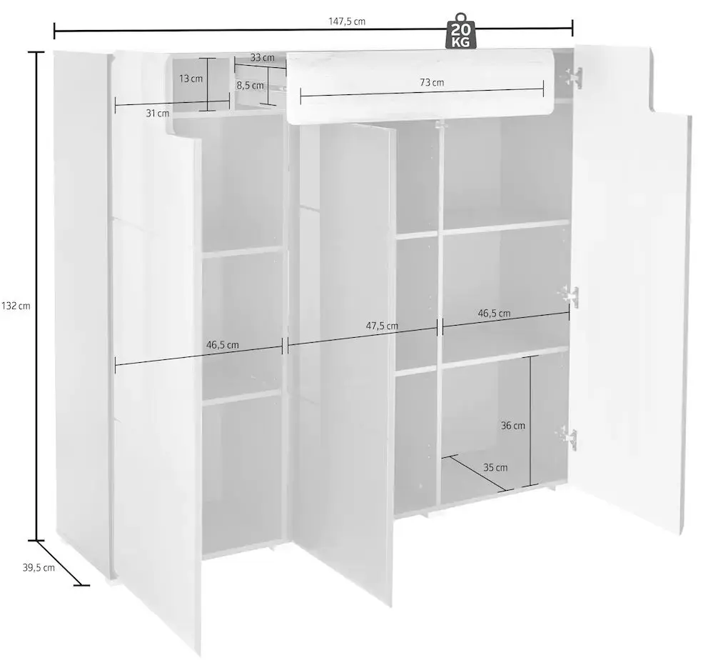 Tumba Helvetia Toledo №76 3D1S (White Gloss/Sanremo Oak Light)