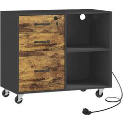 Тумба для принтера Homcom 924-091V90BK 80x40x65 cm (Rustic Brown/Black) Thumb