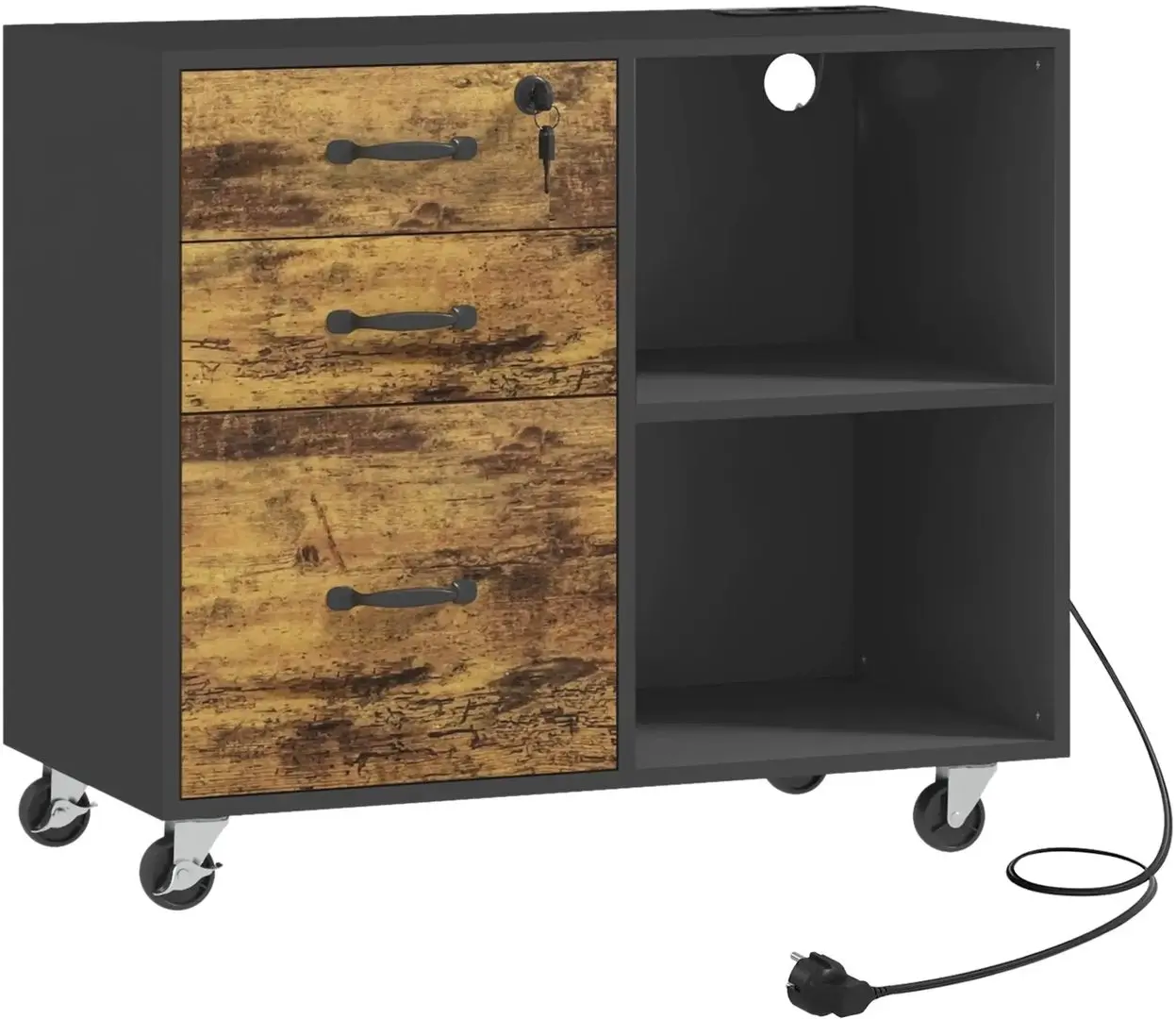 Тумба для принтера Homcom 924-091V90BK 80x40x65 cm (Rustic Brown/Black)