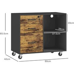 Тумба для принтера Homcom 924-091V90BK 80x40x65 cm (Rustic Brown/Black) Thumb