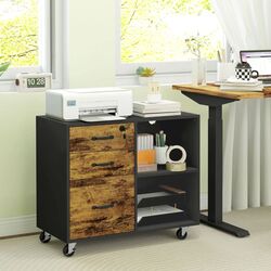 Тумба для принтера Homcom 924-091V90BK 80x40x65 cm (Rustic Brown/Black)