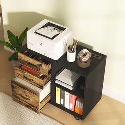 Тумба для принтера Homcom 924-091V90BK 80x40x65 cm (Rustic Brown/Black) Thumb