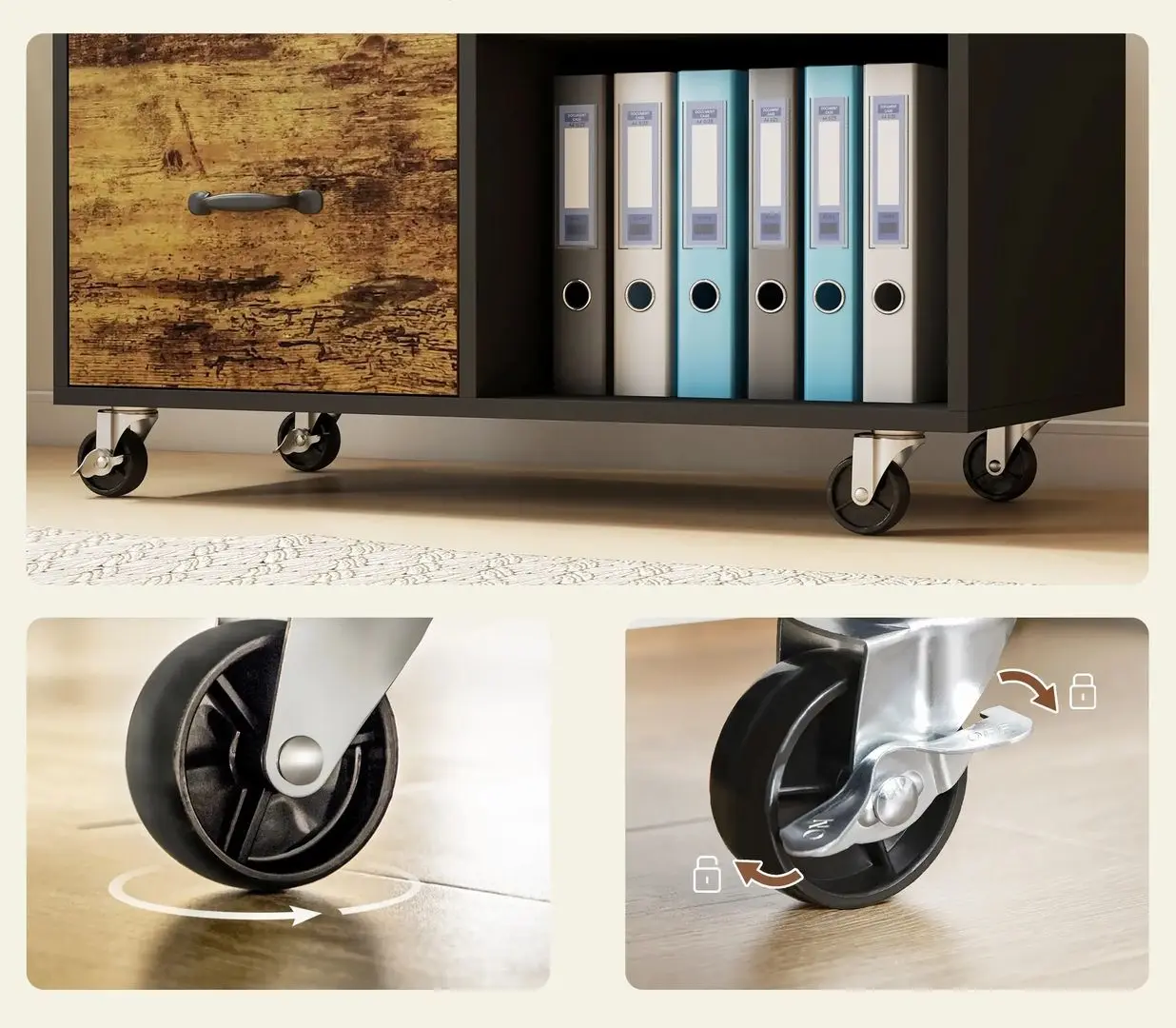 Тумба для принтера Homcom 924-091V90BK 80x40x65 cm (Rustic Brown/Black)