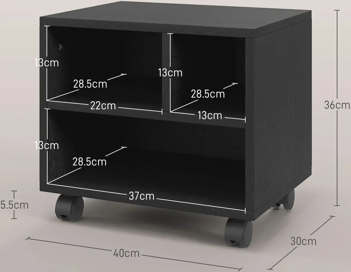 Tumba pentru imprimanta Homcom 924-092V00BK 40x30x36 cm (Black)