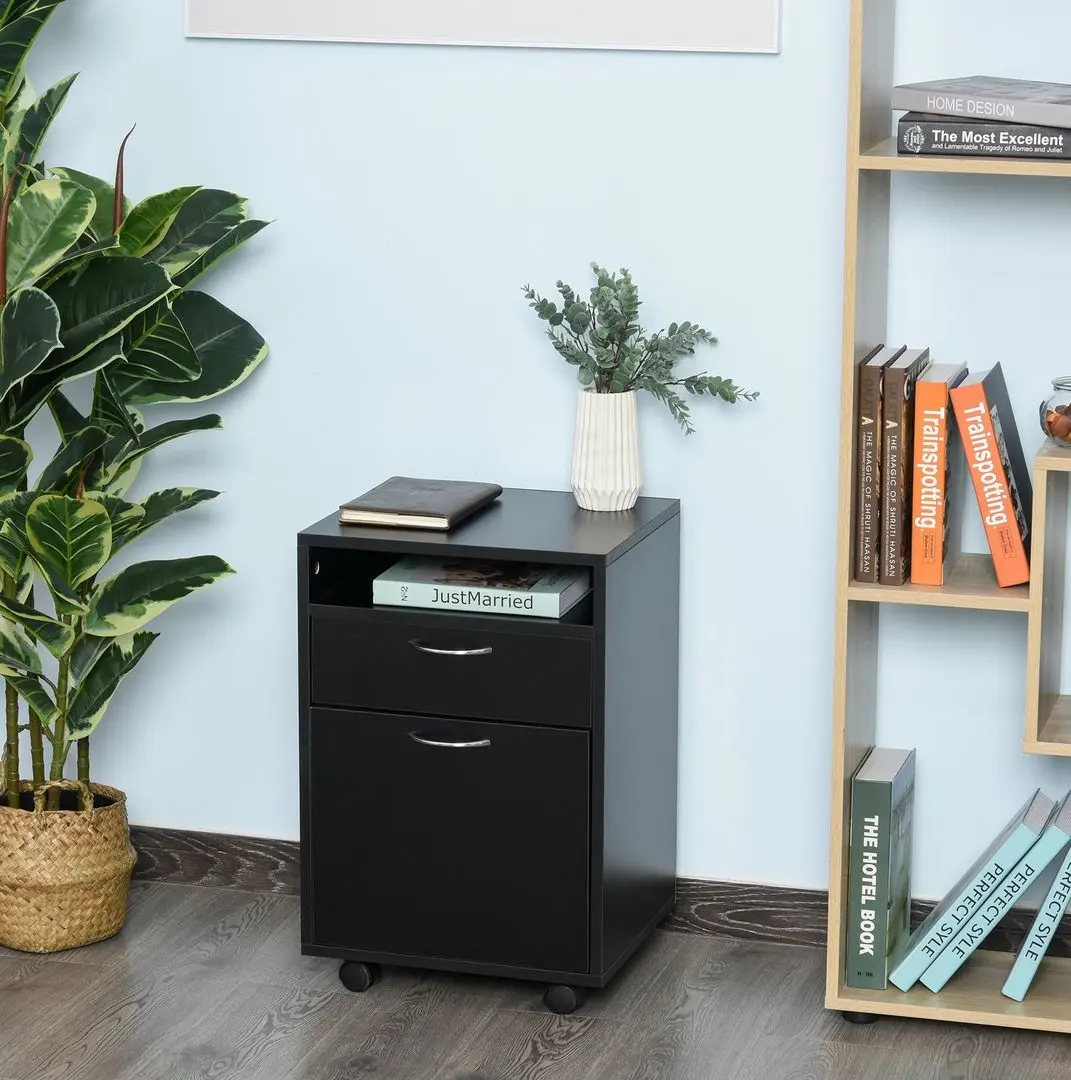 Tumba cu rotile Homcom 836-027BK 40x35x60 cm (Black)