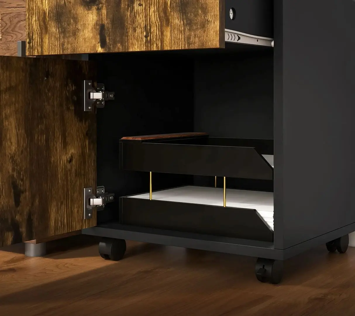 Тумба выкатная Homcom 836-027V82RB 40x35x60 cm (Browm/Black)