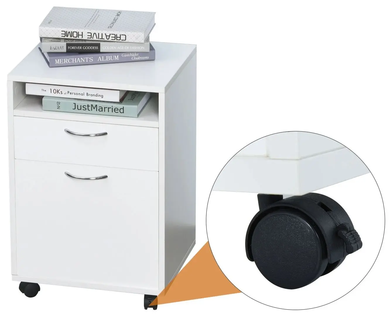 Тумба выкатная Homcom 836-027WT 40x35x60 cm (White)