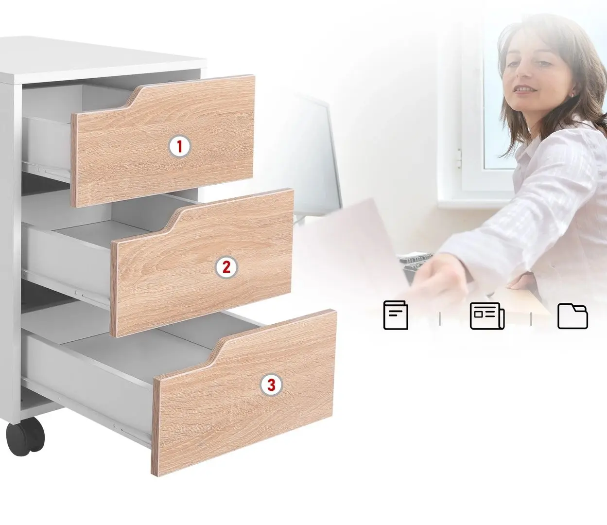 Тумба выкатная Homcom 836-048 40x50x57 cm (White/Oak)