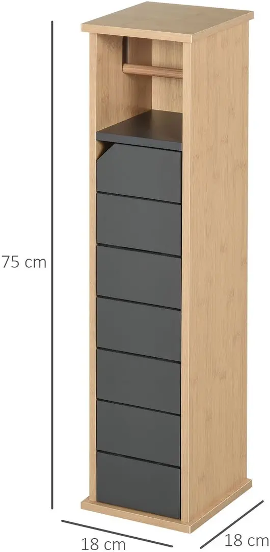 Dulap Homcom 834-283 18x18x75 cm (Bamboo/Grey) - 6