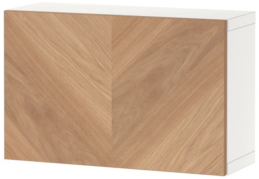 Dulap suspendat Ikea Besta 60x22x38 (Alb/Hedeviken Furnir Stejar)