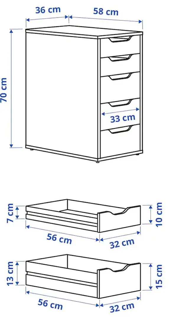 Comoda Ikea Alex 36x70 (Vopsit Alb/Aspect Stejar)