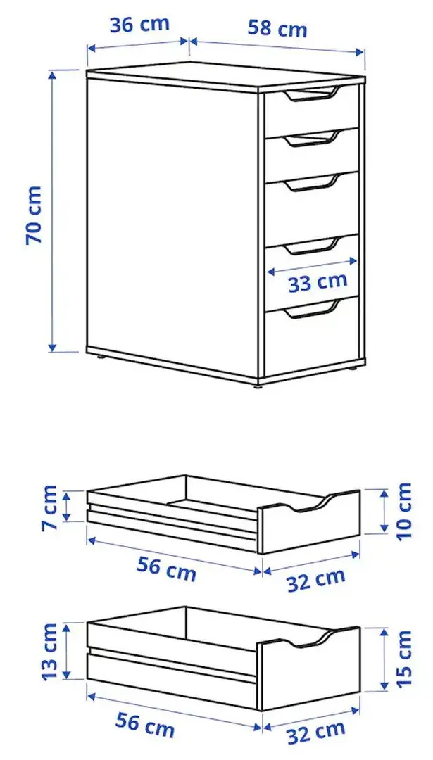 Comoda Ikea Alex 36x70 (Gri-turcoaz) - 5