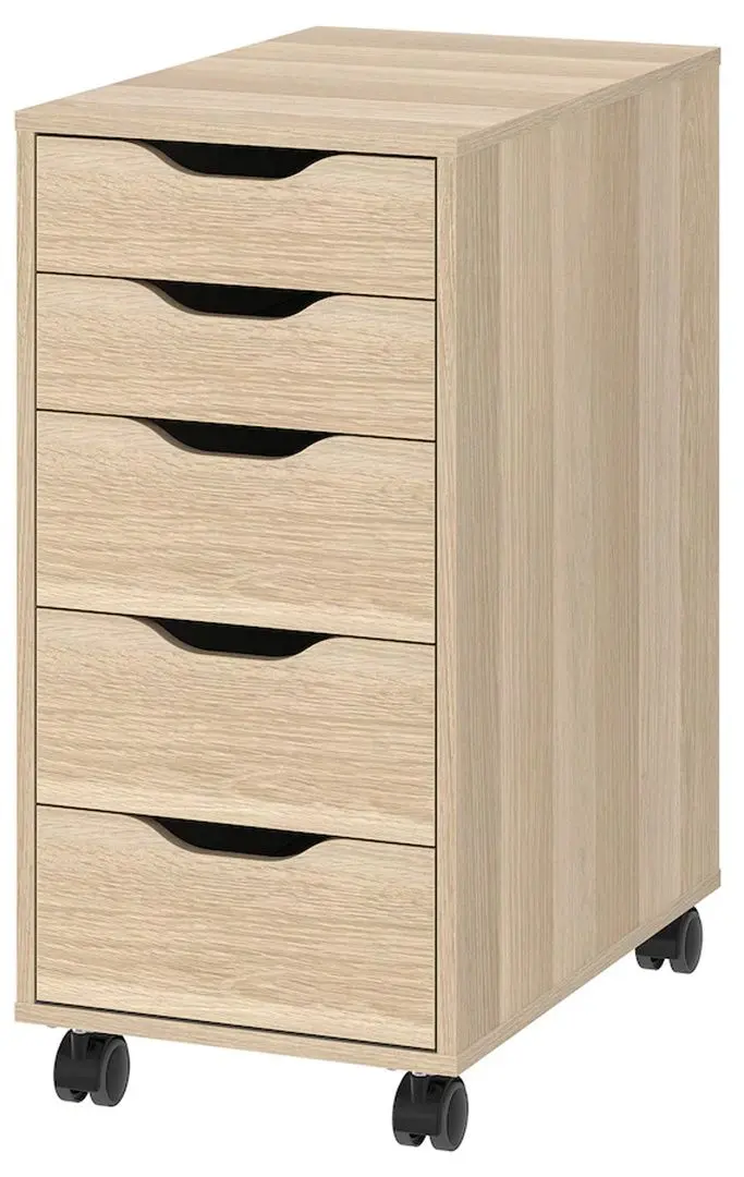 Comoda Ikea Alex cu rotile 36x76 (Aspect Stejar Antichizat/Negru)