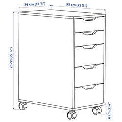 Comoda Ikea Alex cu rotile 36x76 (Gri-turcoaz/Negru) Thumb