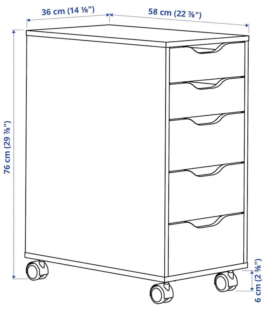 Comoda Ikea Alex cu rotile 36x76 (Gri-turcoaz/Negru) - 4