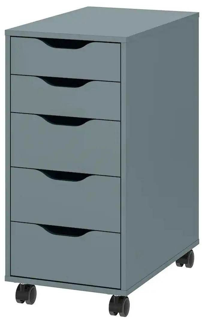 Comoda Ikea Alex cu rotile 36x76 (Gri-turcoaz/Negru)