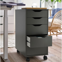 Comoda Ikea Alex cu rotile 36x76 (Gri inchis/Negru) Thumb