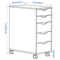 Comoda Ikea Alex cu rotile 36x76 (Gri inchis/Negru) Thumb