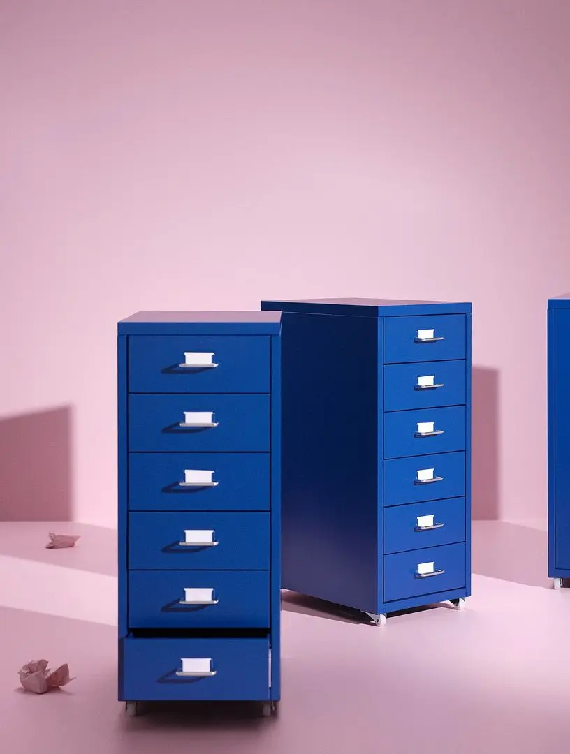 Comoda Ikea Helmer cu rotile 28x69 (Albastru)