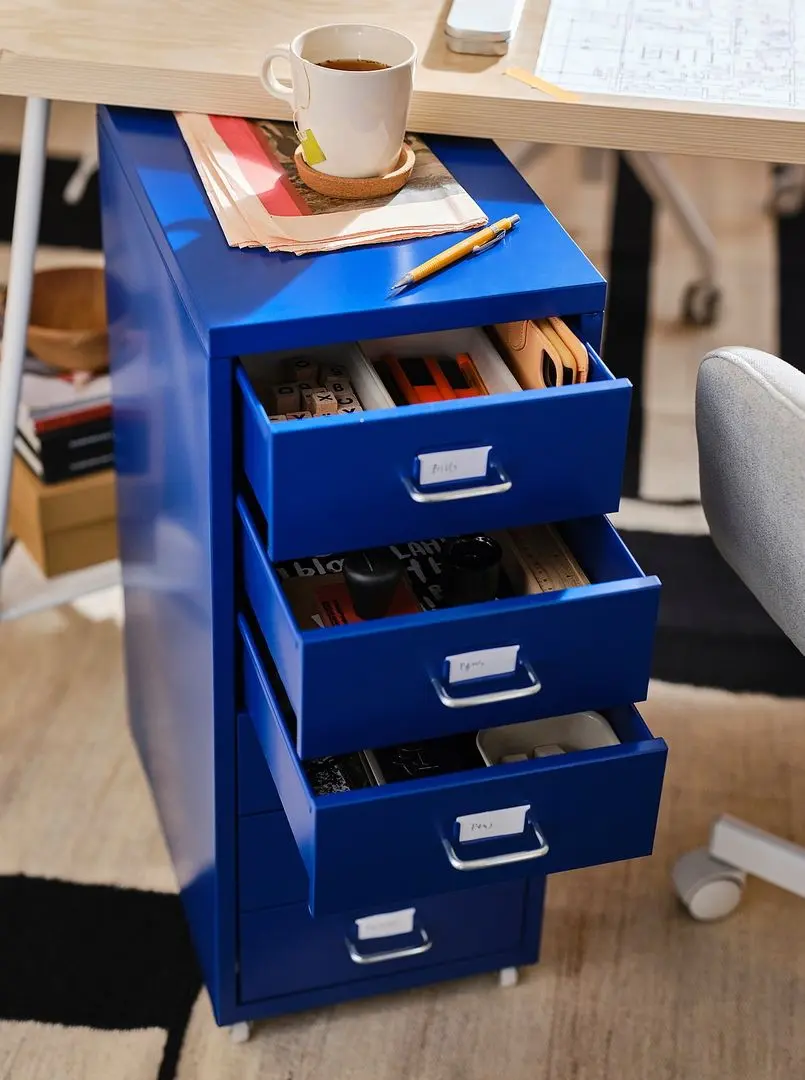 Comoda Ikea Helmer cu rotile 28x69 (Albastru)