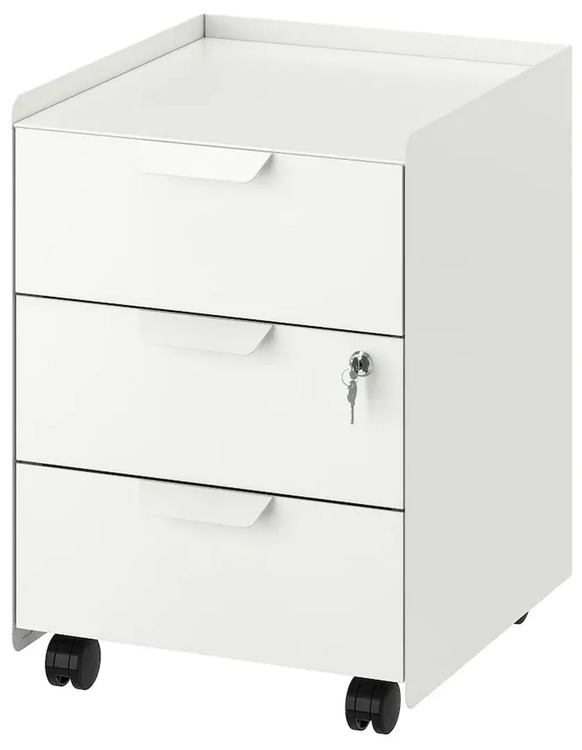 Тумба Ikea Trotten 3 ящика/на колесах (Белый)