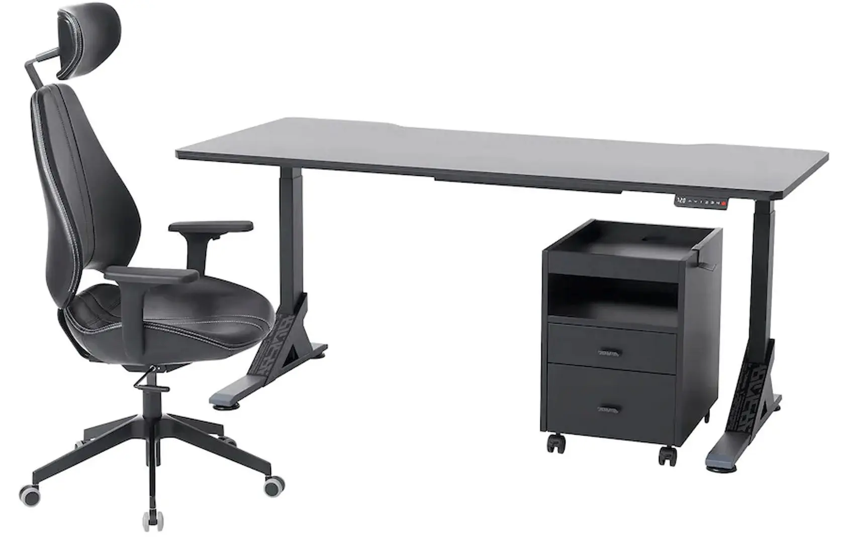 Комплект офисной мебели Ikea Uppspel/Gruppspel с комодом 180x80 (Черный/Гранн Черный)