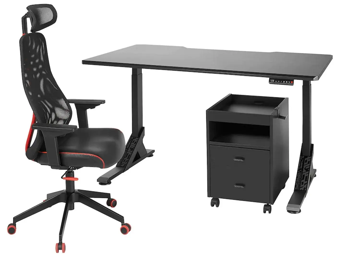 Комплект офисной мебели Ikea Uppspel/Matchspel с комодом (Черный)