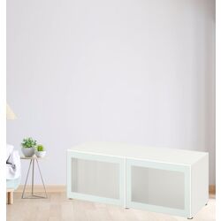 Dulap Ikea Besta cu sticlă mată 120x42x38 (Alb Glassvik/Alb/Verde Deschis)