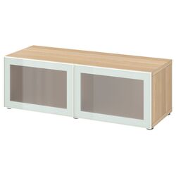 Dulap Ikea Besta cu sticlă mată 120x42x38 (Aspect Stejar Antichizat Glassvik/Alb/Verde Deschis) Thumb