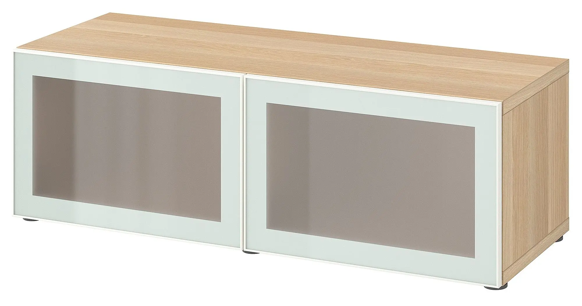 Dulap Ikea Besta cu sticlă mată 120x42x38 (Aspect Stejar Antichizat Glassvik/Alb/Verde Deschis) - 2