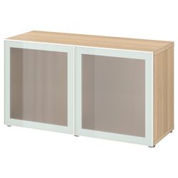 Dulap Ikea Besta cu sticlă mată 120x42x64 (Aspect Stejar Antichizat Glassvik/Alb/Verde Deschis) Thumb