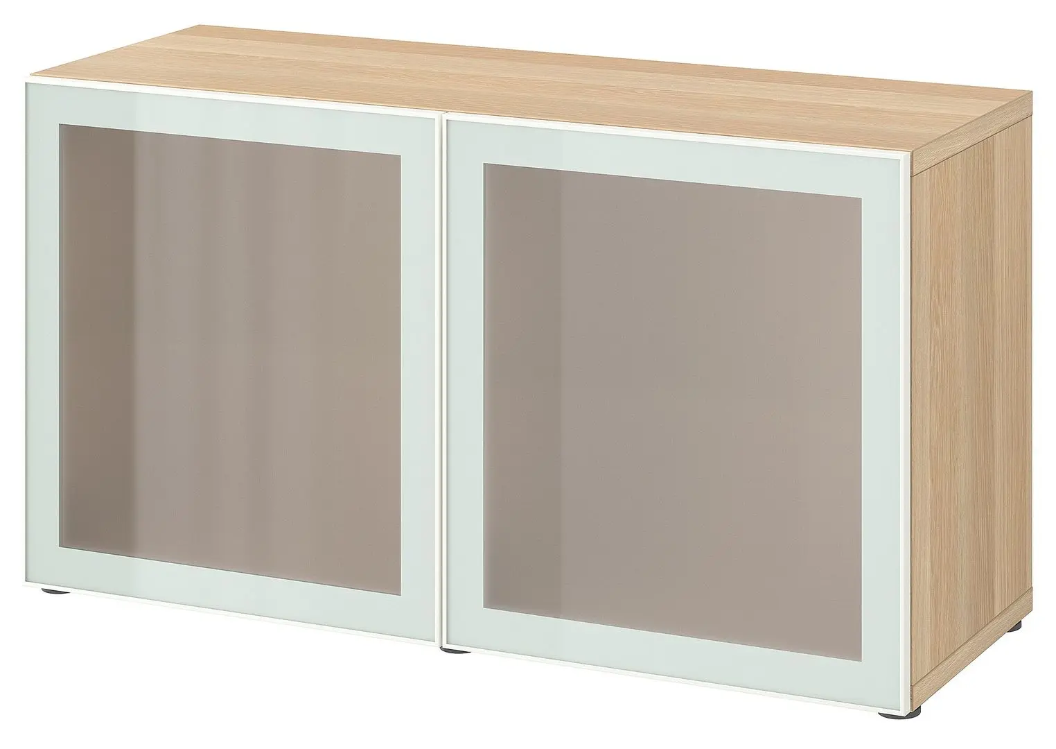 Dulap Ikea Besta cu sticlă mată 120x42x64 (Aspect Stejar Antichizat Glassvik/Alb/Verde Deschis) - 2